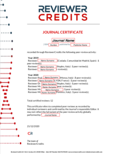 Journal Peer Review Certificate