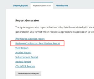 ReviewerCredits OJS Open Journal Systems Peer Review Report