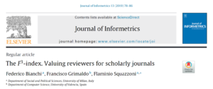 The F3-index. Valuing reviewers for scholarly journals
