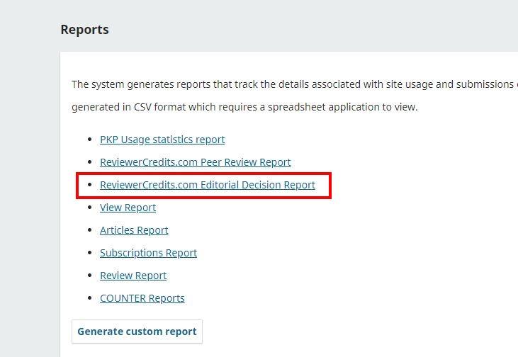 Open Journal Systems Editorial Decision Report