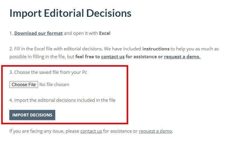 Import Editorial Decisions RC