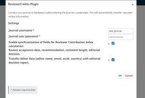 ReviewerCredits OJS plugin Settings