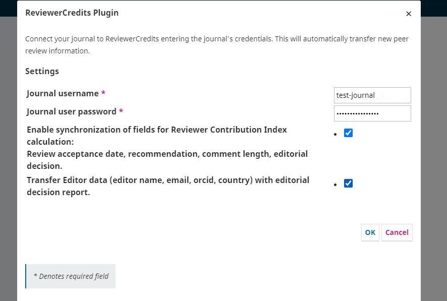 ReviewerCredits OJS plugin Settings
