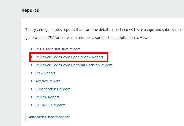 Open Journal Systems Peer review reports