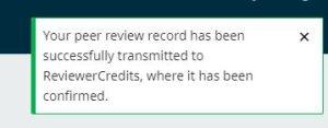 Peer review sent from OJS to Reviewer Credits